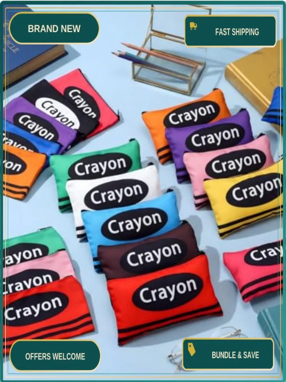 24 Pcs Crayon Canvas Cosmetic Bags Bulk Teacher Gifts Party Favors